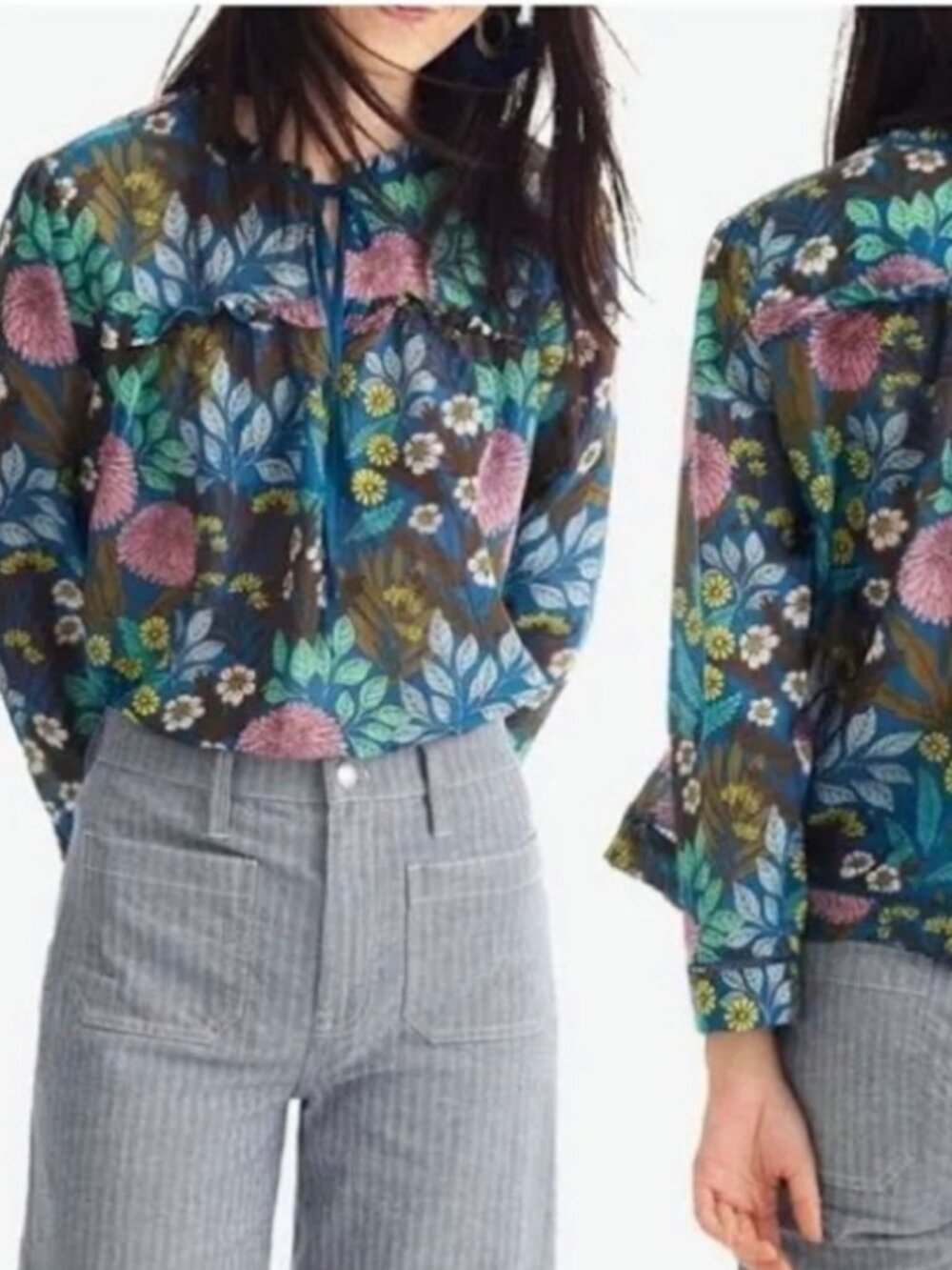 Abigail Borg for J.Crew Silk Blend Prairie Top - S